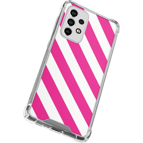 Pink and White Geometric Stripes Galaxy A53 5G Clear Case
