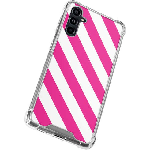Pink and White Geometric Stripes Galaxy A54 5G Clear Case
