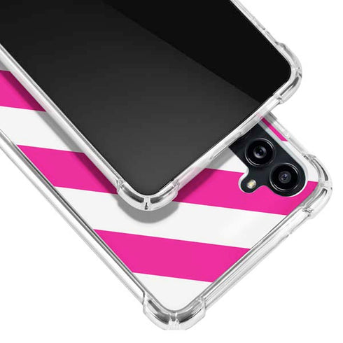 Pink and White Geometric Stripes Galaxy A54 5G Clear Case