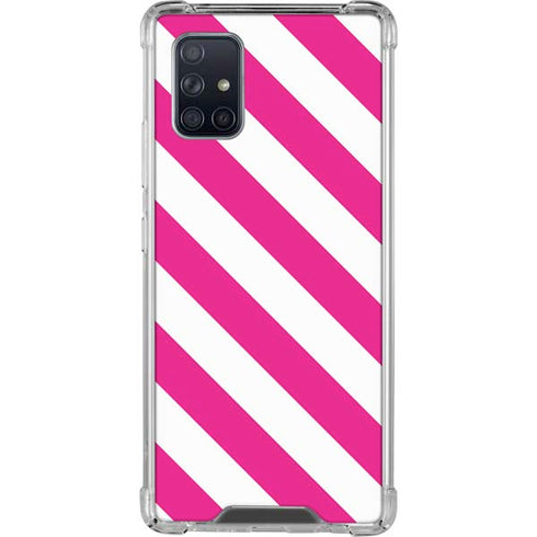 Pink and White Geometric Stripes Galaxy A71 5G Clear Case