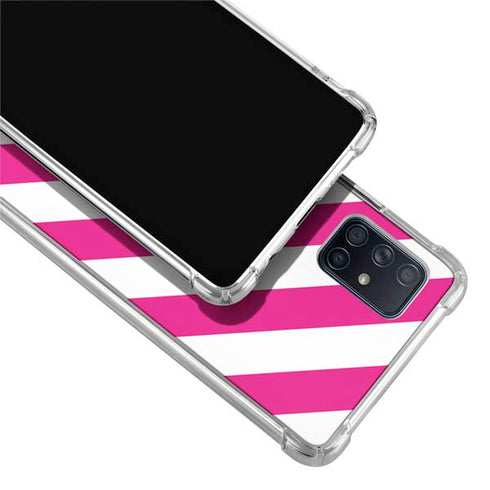 Pink and White Geometric Stripes Galaxy A71 5G Clear Case
