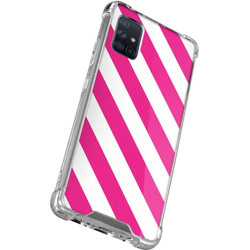 Pink and White Geometric Stripes Galaxy A71 5G Clear Case