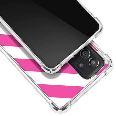 Pink and White Geometric Stripes Galaxy A72 5G Clear Case