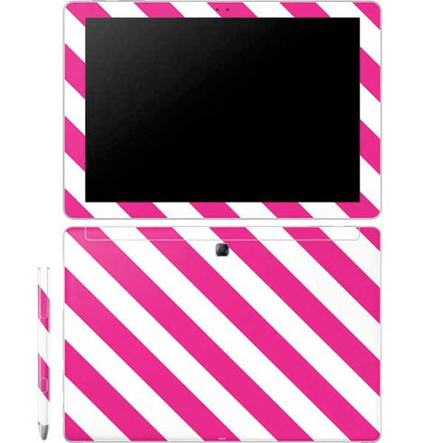 Pink and White Geometric Stripes Galaxy Book 12in Skin