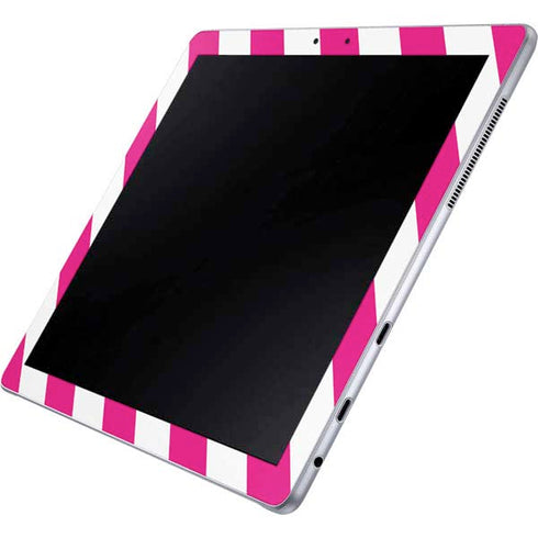 Pink and White Geometric Stripes Galaxy Book 12in Skin