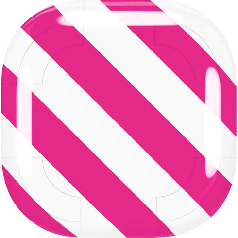 Pink and White Geometric Stripes Galaxy Buds Live Skin