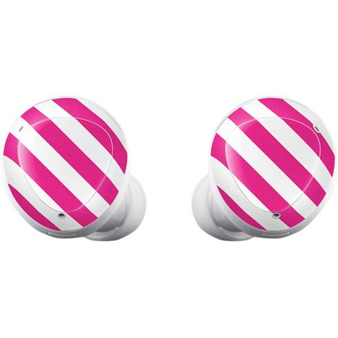 Pink and White Geometric Stripes Galaxy Buds Plus Skin