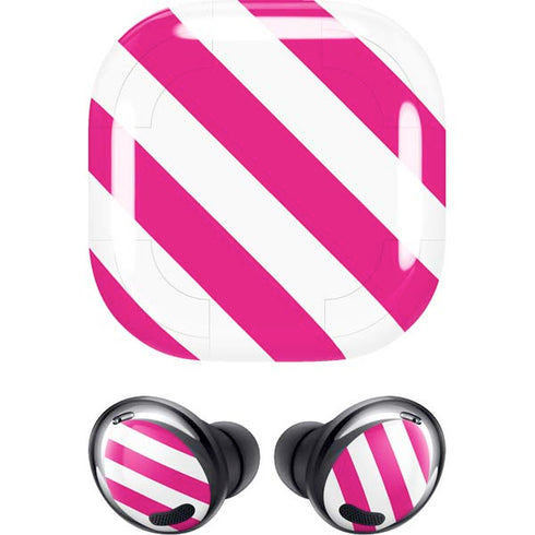 Pink and White Geometric Stripes Galaxy Buds Pro Skin