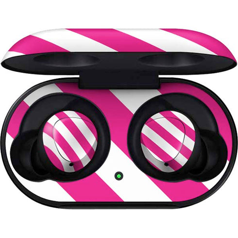 Pink and White Geometric Stripes Galaxy Buds Skin
