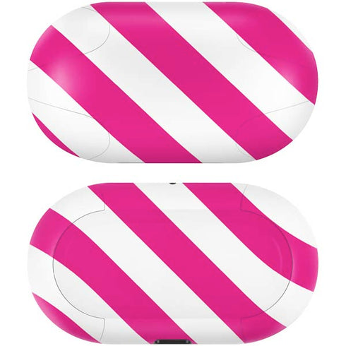 Pink and White Geometric Stripes Galaxy Buds Skin