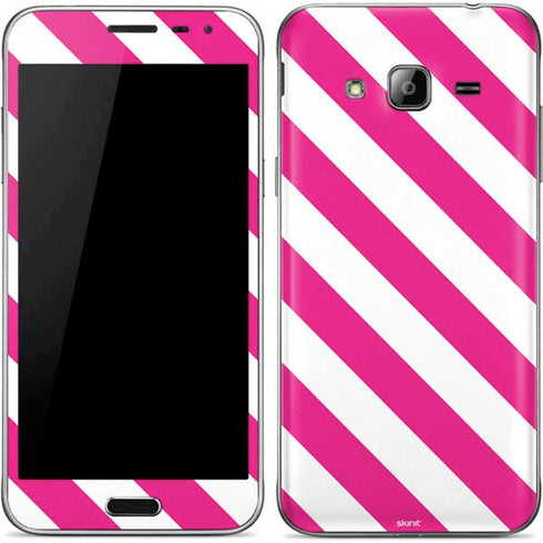 Pink and White Geometric Stripes Galaxy J3 Skin