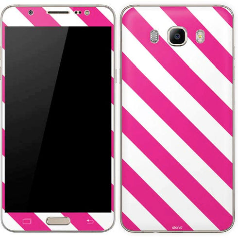 Pink and White Geometric Stripes Galaxy J7 Skin