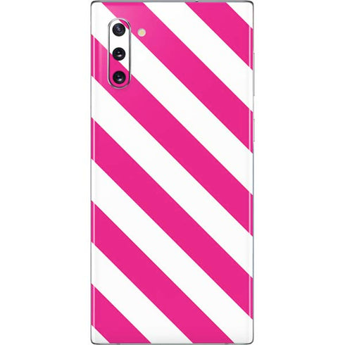 Pink and White Geometric Stripes Galaxy Note 10 Skin