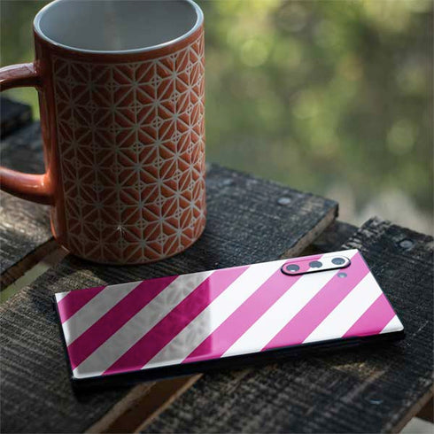 Pink and White Geometric Stripes Galaxy Note 10 Skin