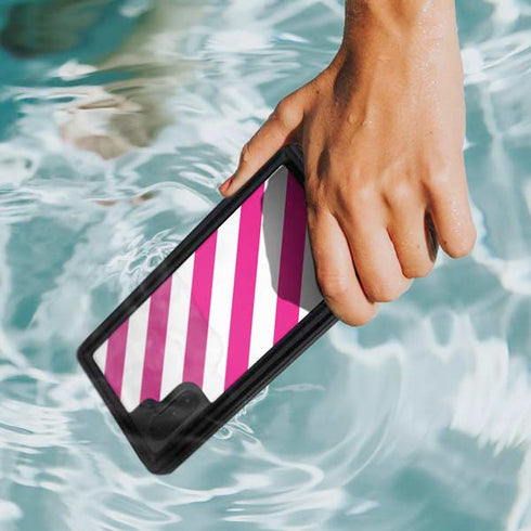 Pink and White Geometric Stripes Galaxy Note 10 Waterproof Case