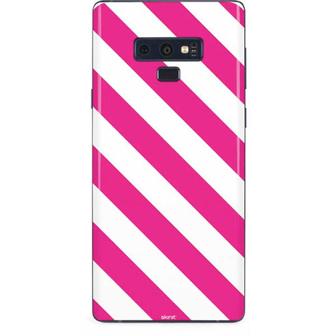 Pink and White Geometric Stripes Galaxy Note 9 Skin