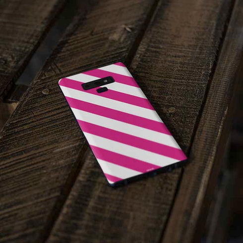 Pink and White Geometric Stripes Galaxy Note 9 Skin