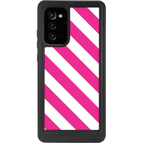 Pink and White Geometric Stripes Galaxy Note20 5G Waterproof Case