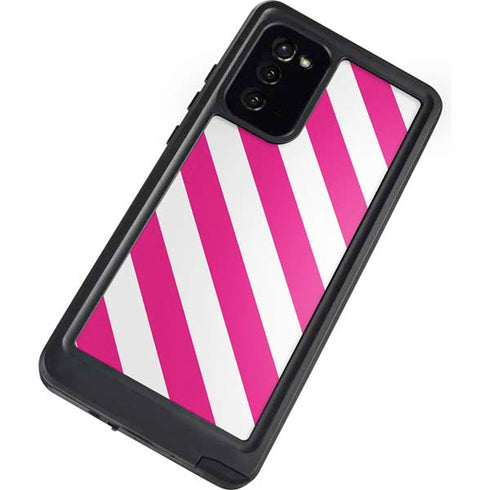 Pink and White Geometric Stripes Galaxy Note20 5G Waterproof Case
