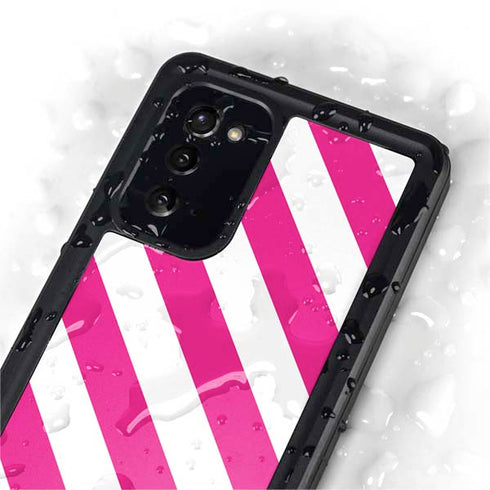 Pink and White Geometric Stripes Galaxy Note20 5G Waterproof Case