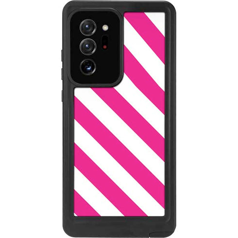 Pink and White Geometric Stripes Galaxy Note20 Ultra 5G Waterproof Case