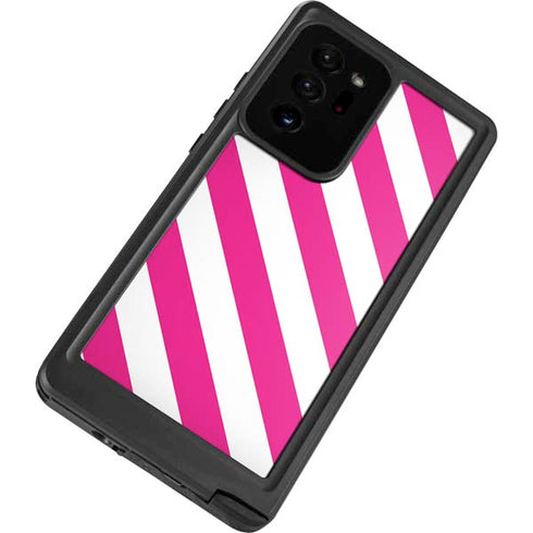 Pink and White Geometric Stripes Galaxy Note20 Ultra 5G Waterproof Case