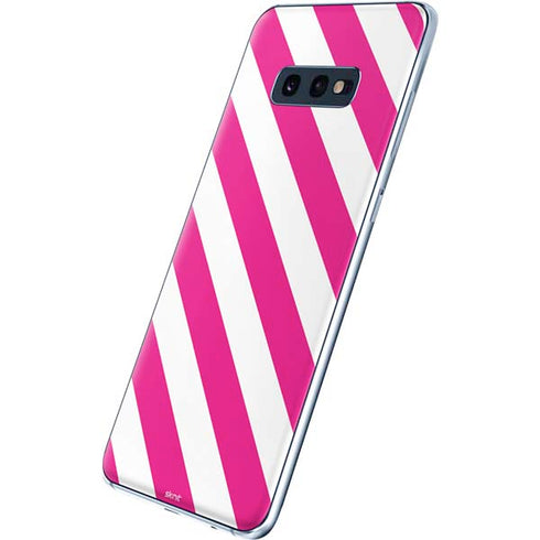 Pink and White Geometric Stripes Galaxy S10e Skin