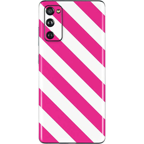 Pink and White Geometric Stripes Galaxy S20 Fan Edition Skin