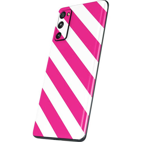 Pink and White Geometric Stripes Galaxy S20 Fan Edition Skin