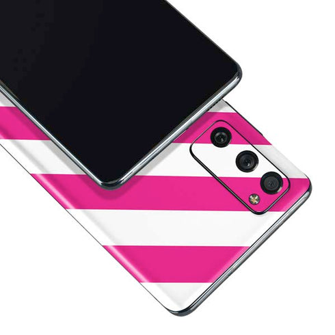 Pink and White Geometric Stripes Galaxy S20 Fan Edition Skin