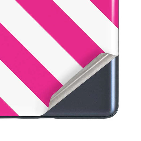 Pink and White Geometric Stripes Galaxy S20 Fan Edition Skin