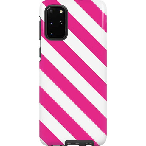 Pink and White Geometric Stripes Galaxy S20 Plus Pro Case
