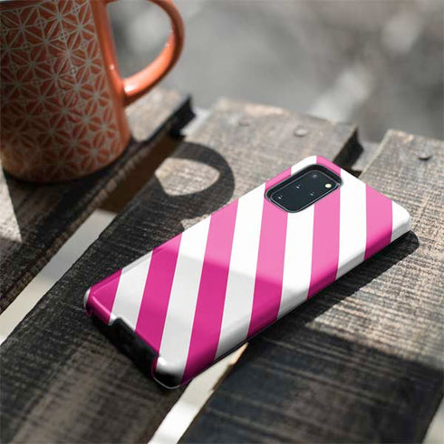 Pink and White Geometric Stripes Galaxy S20 Plus Pro Case