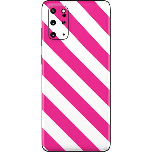 Pink and White Geometric Stripes Galaxy S20 Plus Skin