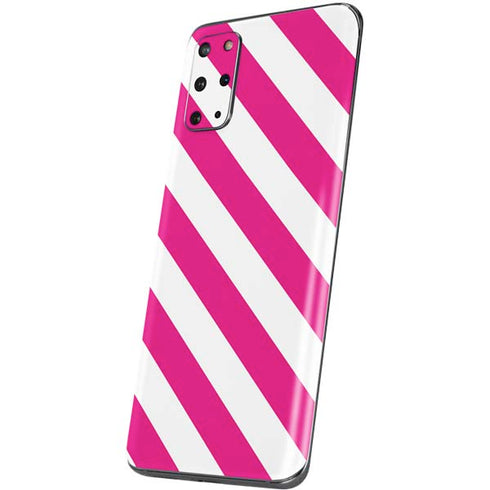 Pink and White Geometric Stripes Galaxy S20 Plus Skin