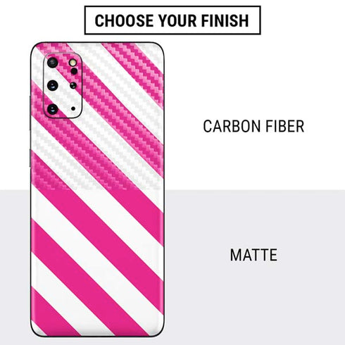 Pink and White Geometric Stripes Galaxy S20 Plus Skin