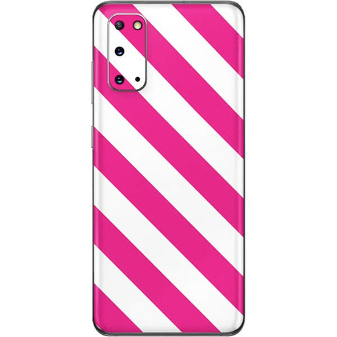 Pink and White Geometric Stripes Galaxy S20 Skin