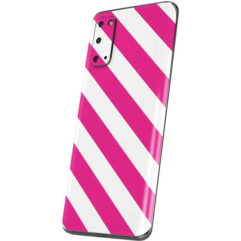 Pink and White Geometric Stripes Galaxy S20 Skin