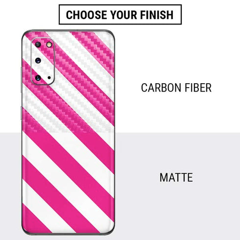 Pink and White Geometric Stripes Galaxy S20 Skin