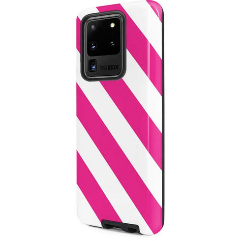 Pink and White Geometric Stripes Galaxy S20 Ultra 5G Pro Case