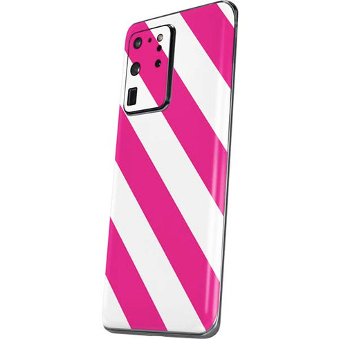 Pink and White Geometric Stripes Galaxy S20 Ultra 5G Skin