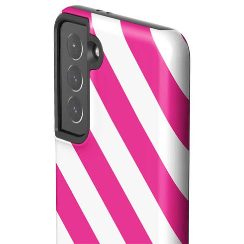 Pink and White Geometric Stripes Galaxy S21 5G Pro Case