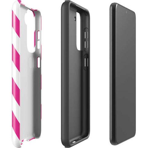 Pink and White Geometric Stripes Galaxy S21 5G Pro Case
