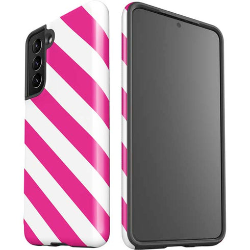 Pink and White Geometric Stripes Galaxy S21 5G Pro Case