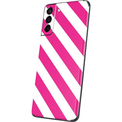 Pink and White Geometric Stripes Galaxy S21 5G Skin