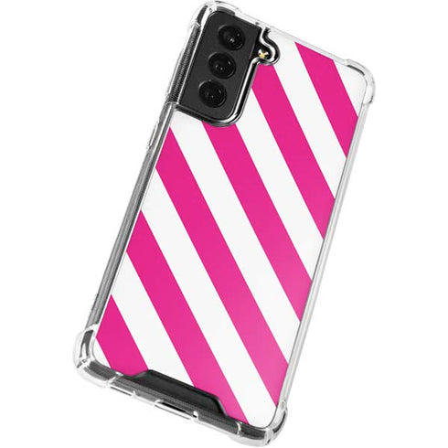 Pink and White Geometric Stripes Galaxy S21 FE Clear Case