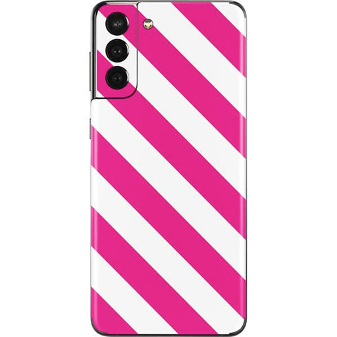Pink and White Geometric Stripes Galaxy S21 Plus 5G Skin