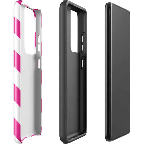 Pink and White Geometric Stripes Galaxy S21 Ultra 5G Pro Case