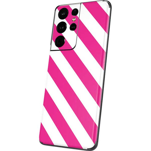 Pink and White Geometric Stripes Galaxy S21 Ultra 5G Skin