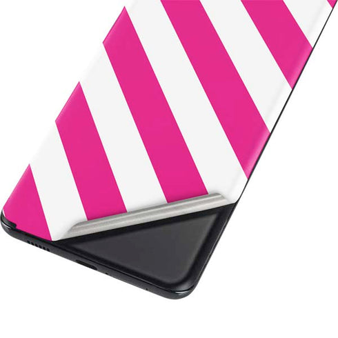 Pink and White Geometric Stripes Galaxy S21 Ultra 5G Skin